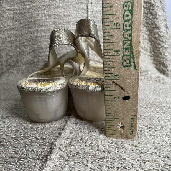Fly London Metallic Gold Wedge Sandals - Picture 7 of 11